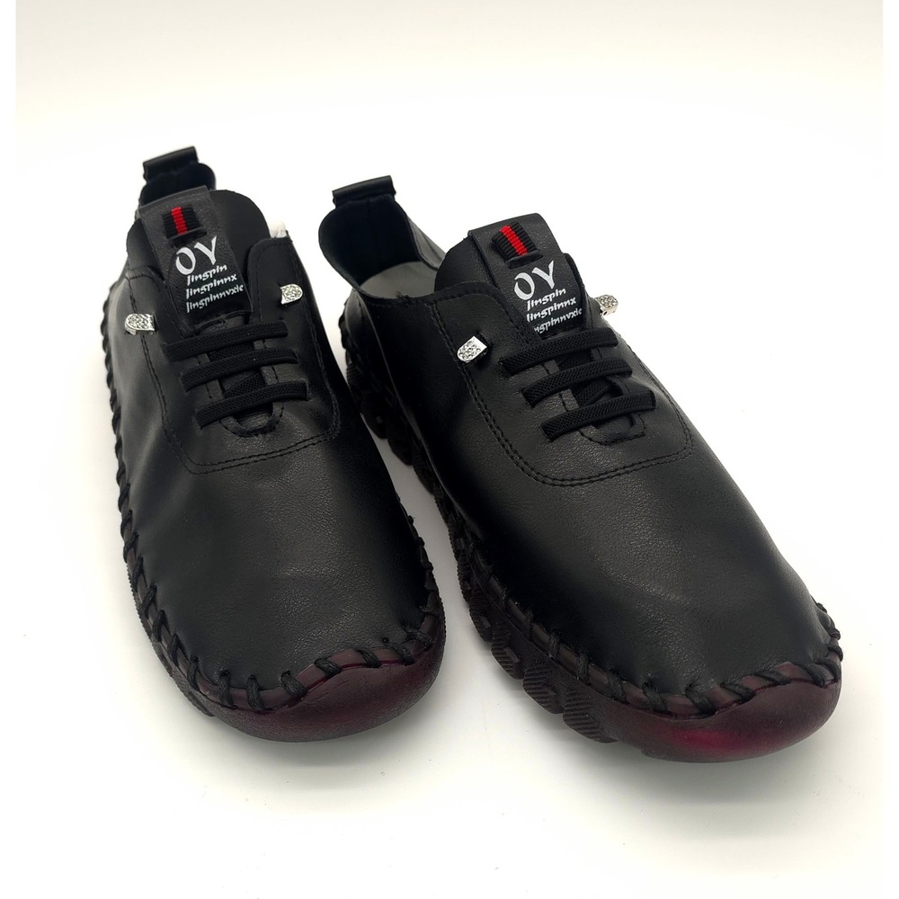 Men's Black Moc Toe Loafers Hand‑Stitched Durable Sole Casual Comfort Shoes 10.5 - Picture 2 of 7
